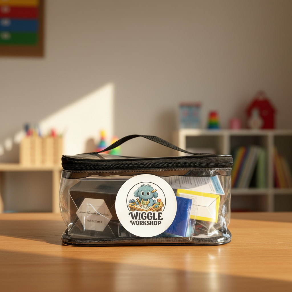 Wiggle Workshop bag on warm wooden desk